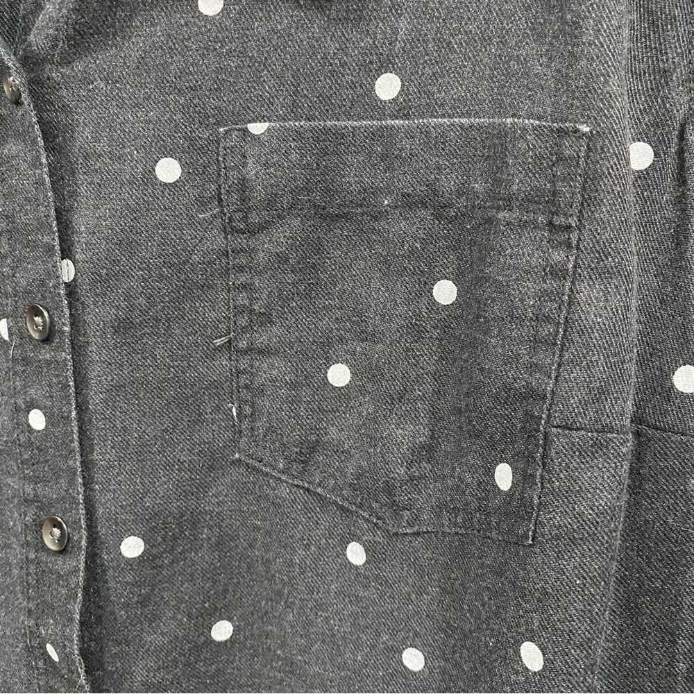 Torrid Polka Dot Button Front Chambray Shirt Grey… - image 5